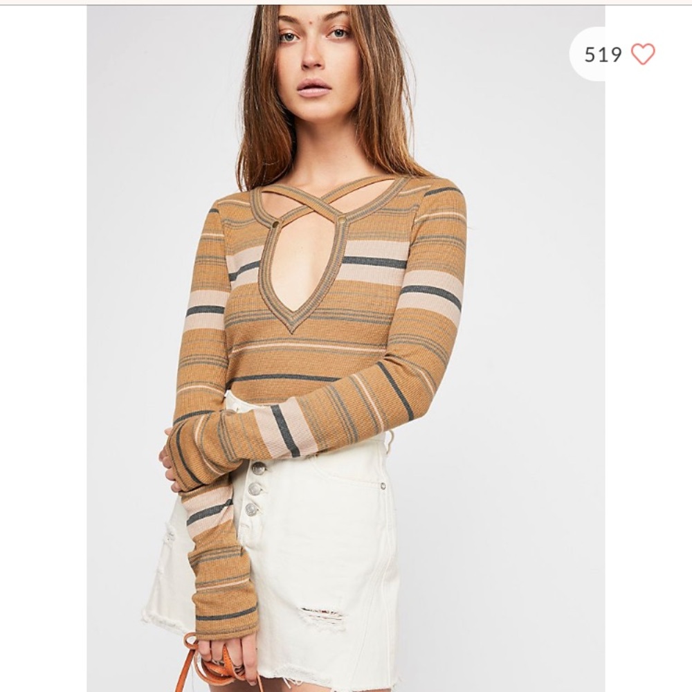 Free People Striped Haley Long Sleeve Top
